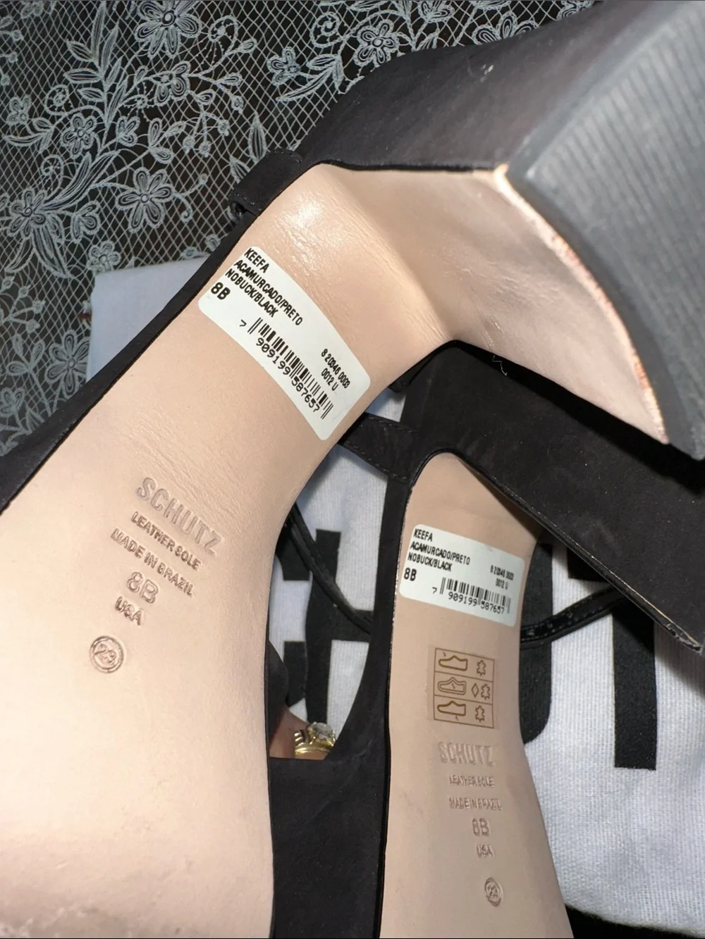SCHUTZ Black Suede Crisscross Platform Sandals
